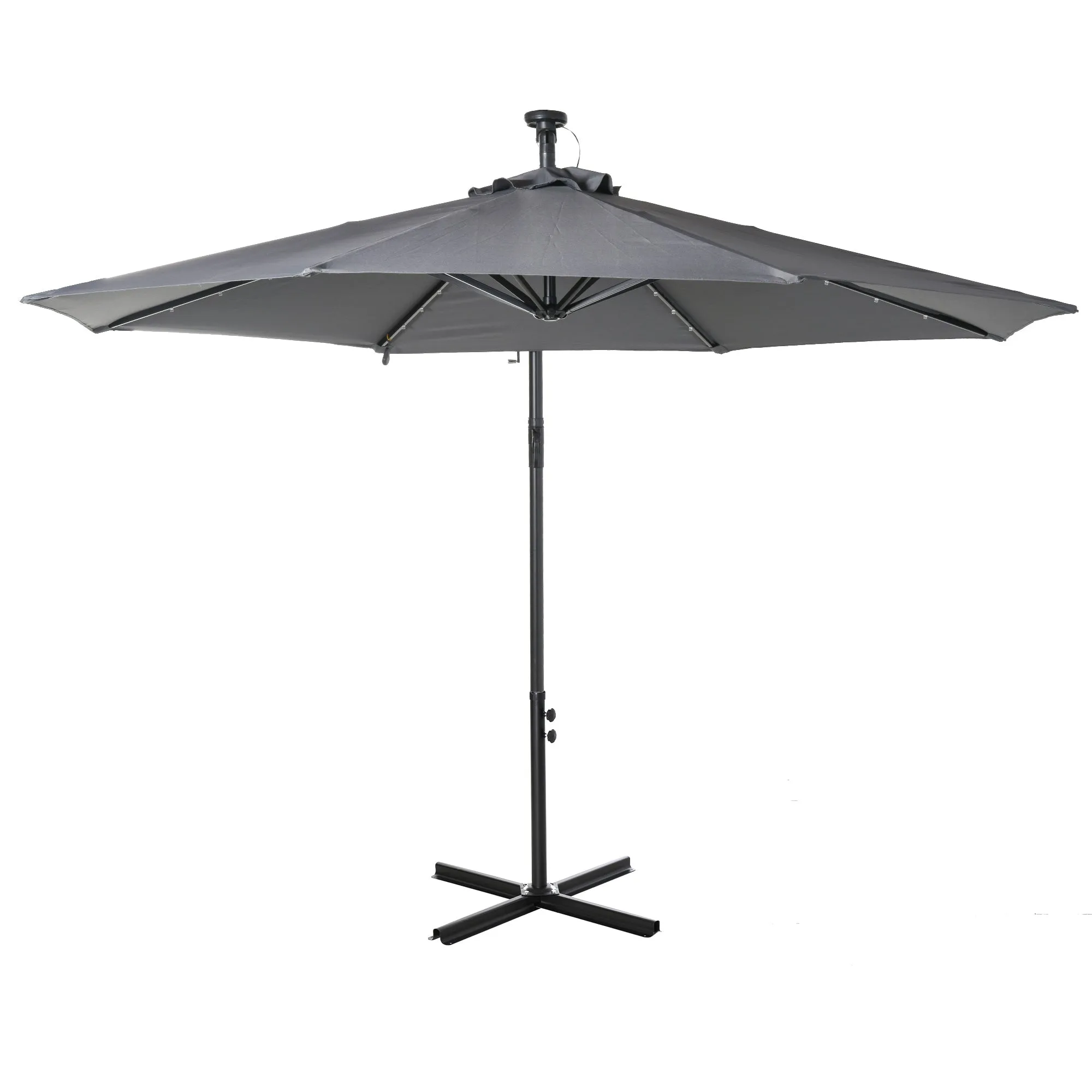 10 ft. Cantilever Outdoor Patio Umbrella with Solar Lights - Dark Grey