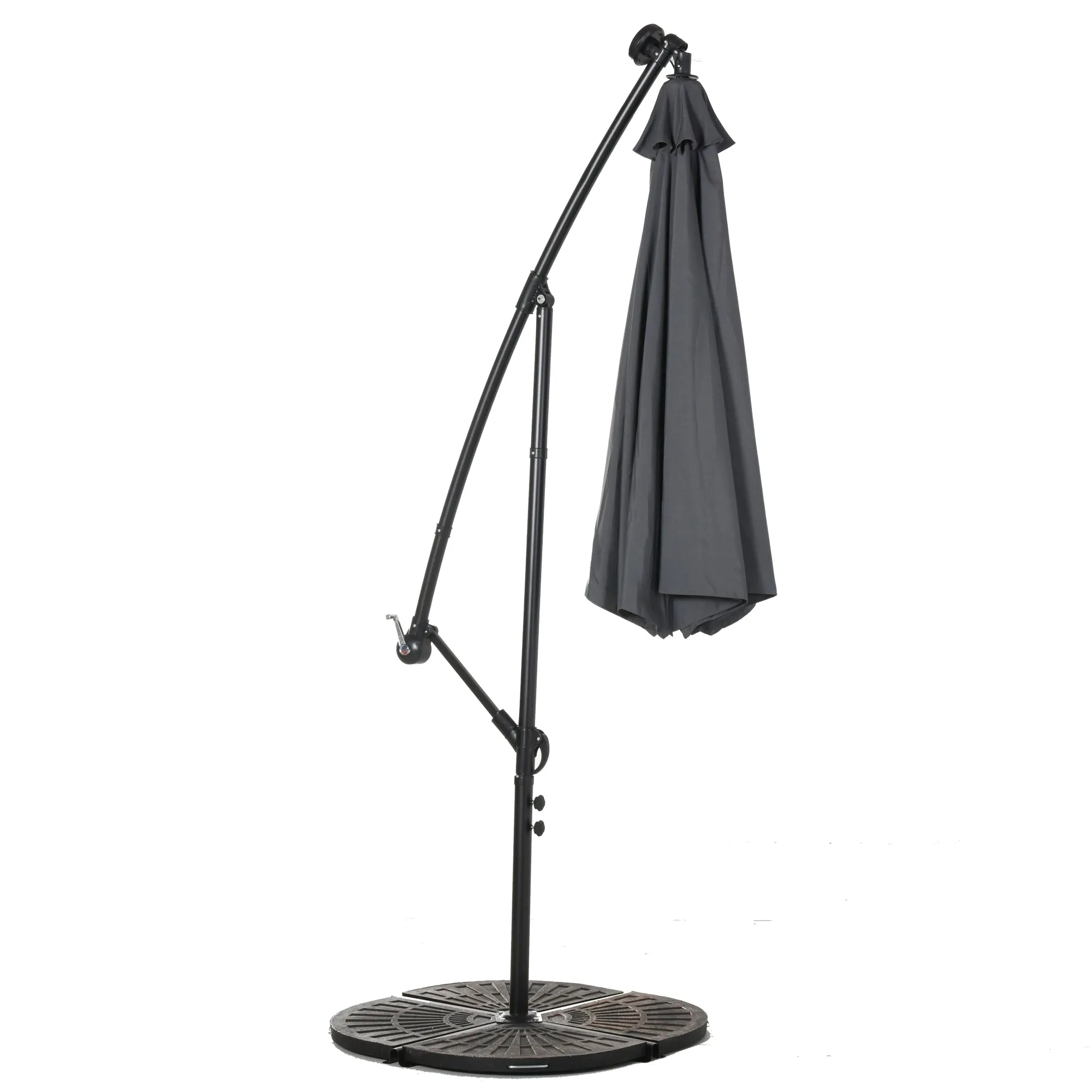 10 ft. Cantilever Outdoor Patio Umbrella with Solar Lights - Dark Grey