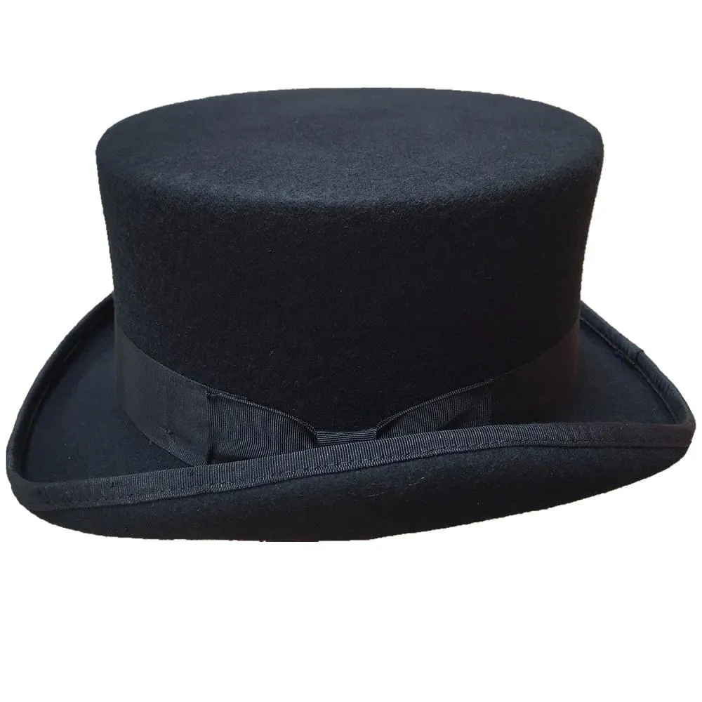 11.5cm Wool Felt Victorian Steampunk Cylinder Low Short Top Hat