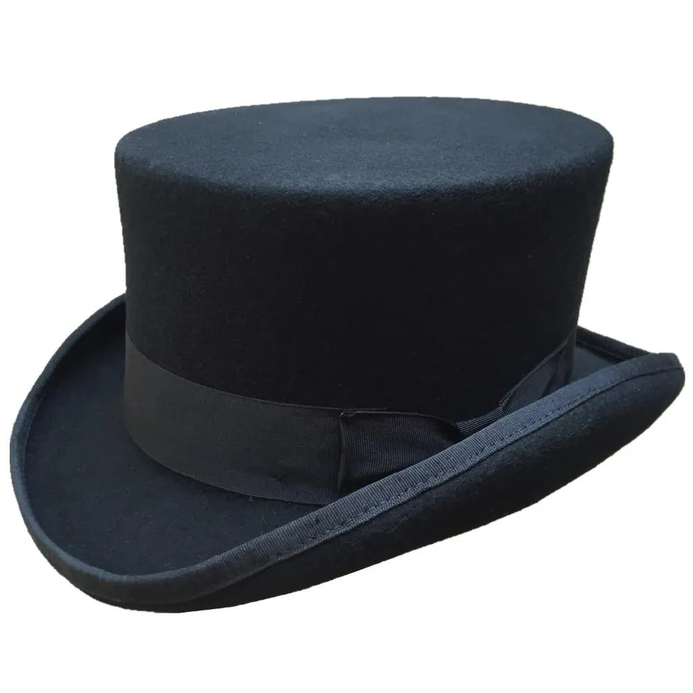 11.5cm Wool Felt Victorian Steampunk Cylinder Low Short Top Hat