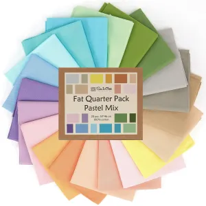 20 Fat Quarter Bundle -100% Cotton | Pure Solids | Pastel Mix - 20 Colors | Quilting & Crafting Soft Fabric | Gift Set