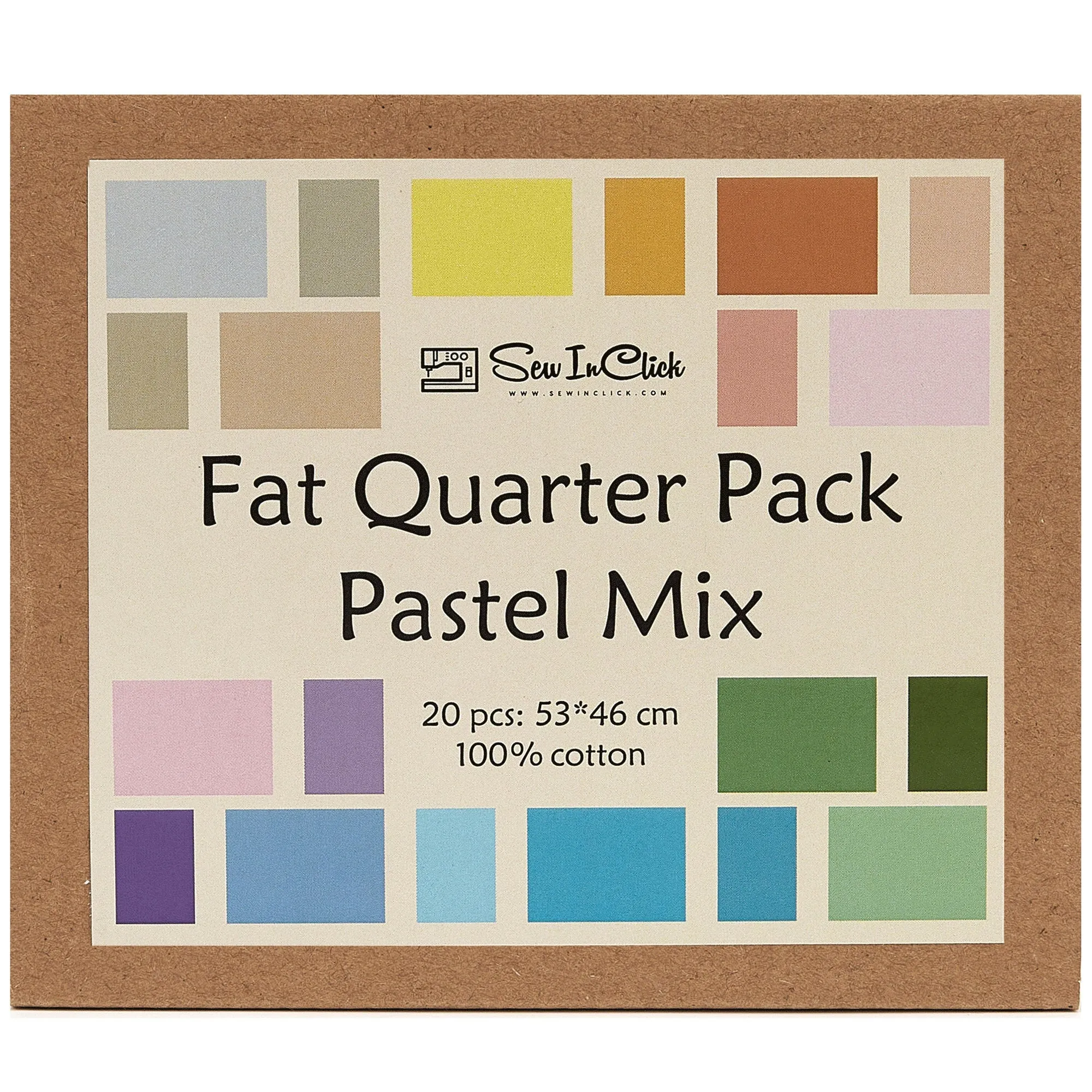 20 Fat Quarter Bundle -100% Cotton | Pure Solids | Pastel Mix - 20 Colors | Quilting & Crafting Soft Fabric | Gift Set