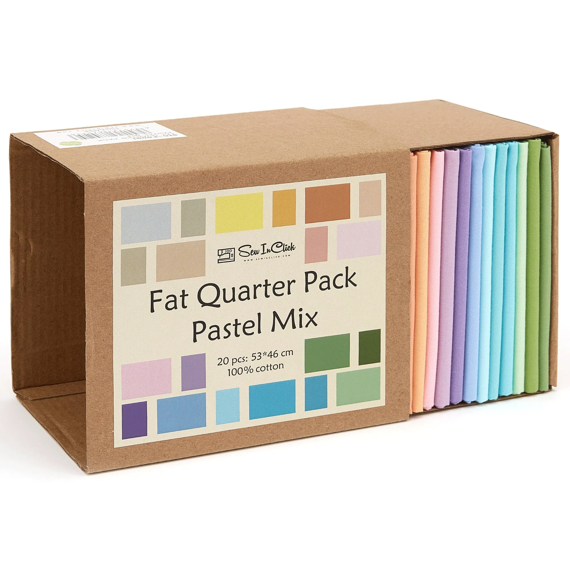 20 Fat Quarter Bundle -100% Cotton | Pure Solids | Pastel Mix - 20 Colors | Quilting & Crafting Soft Fabric | Gift Set