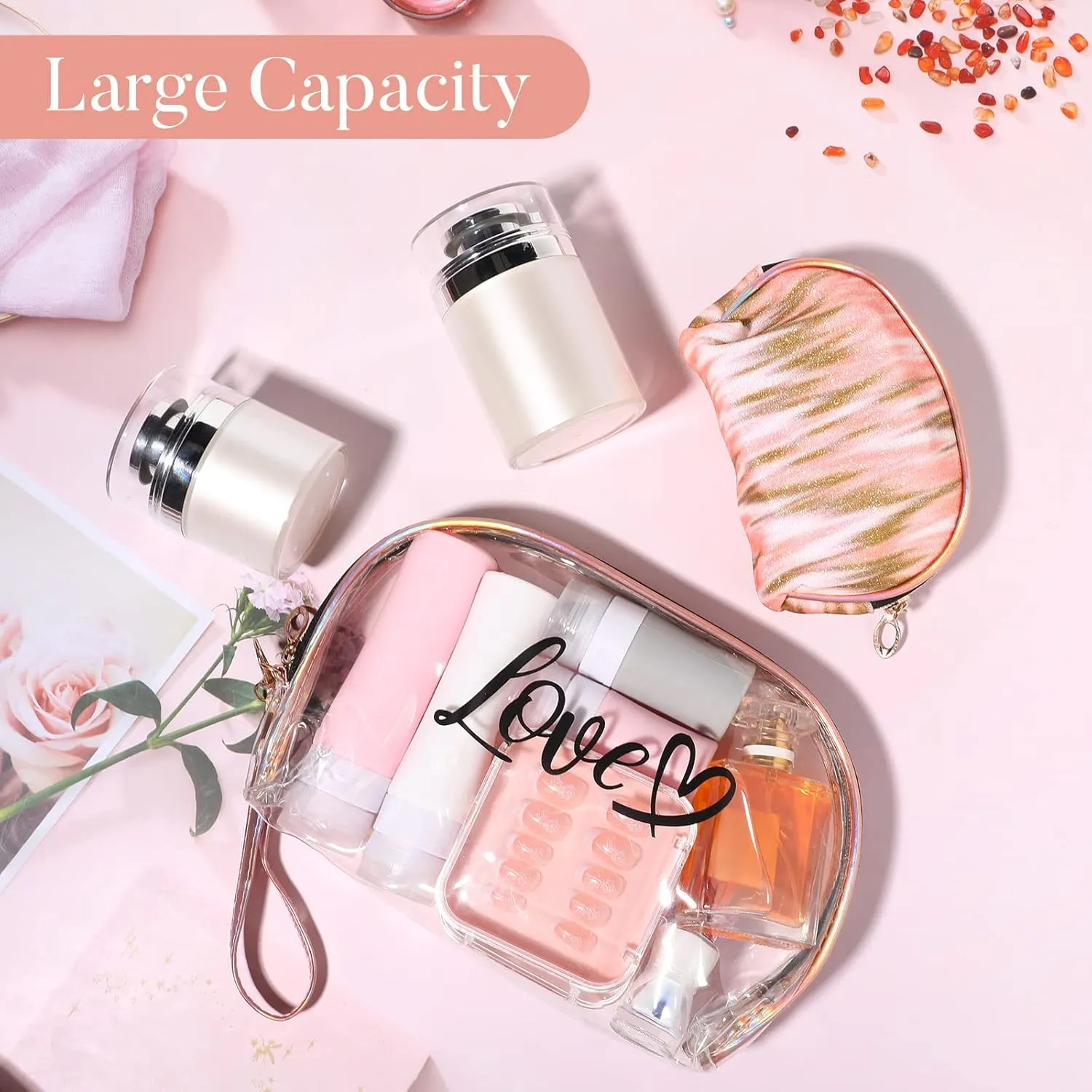 2PCs Portable Makeup Organizer Bag-LOVE(SA2405-125)