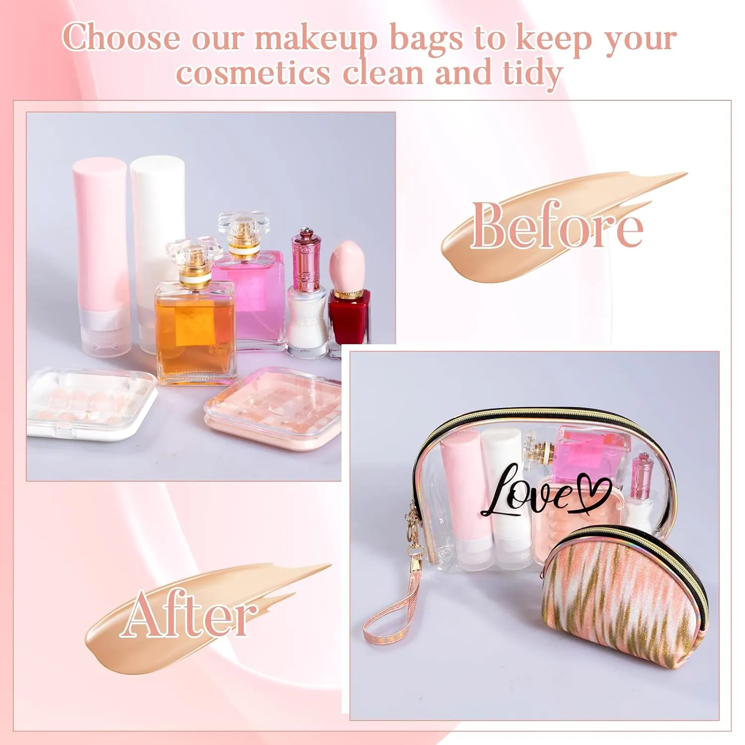 2PCs Portable Makeup Organizer Bag-LOVE(SA2405-125)