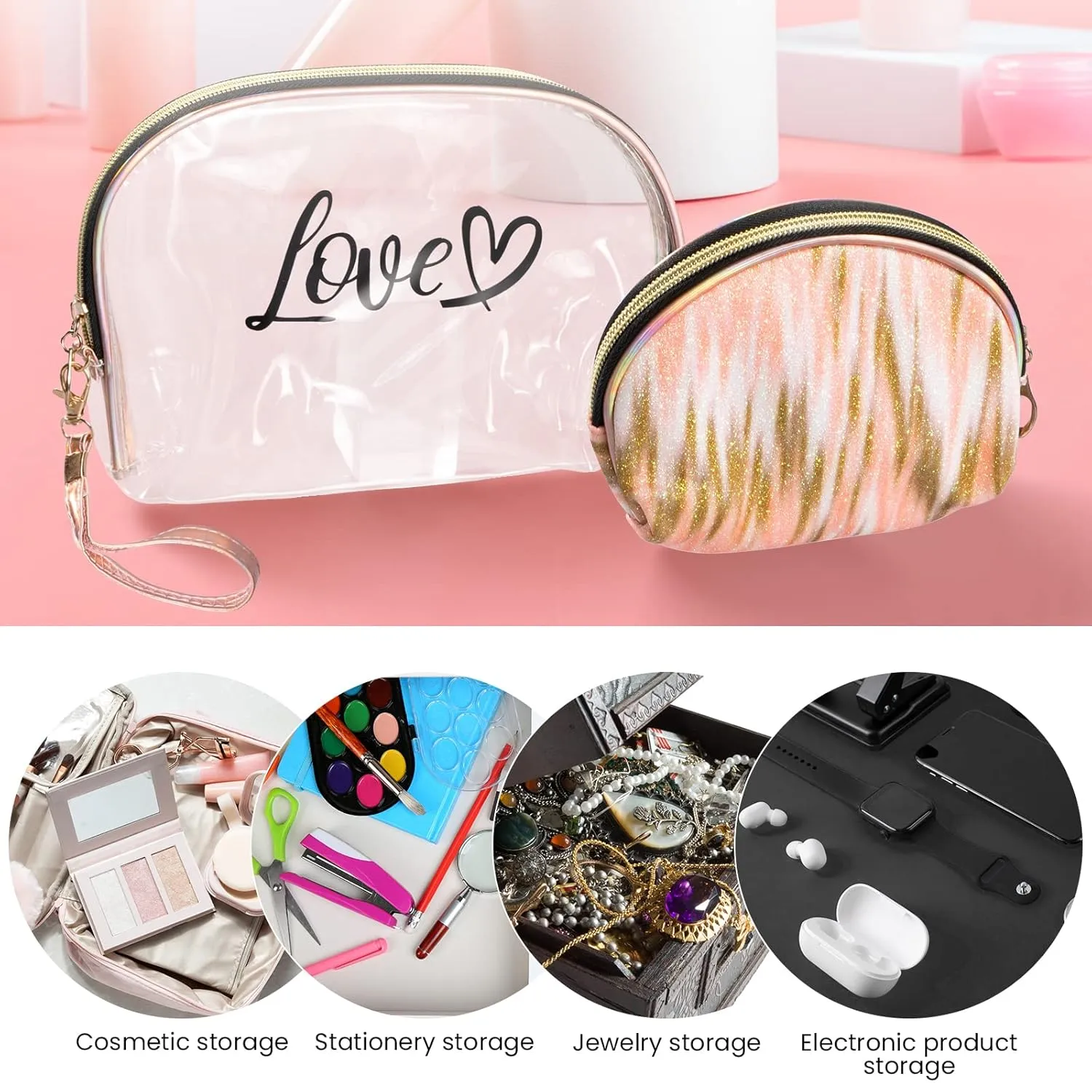 2PCs Portable Makeup Organizer Bag-LOVE(SA2405-125)