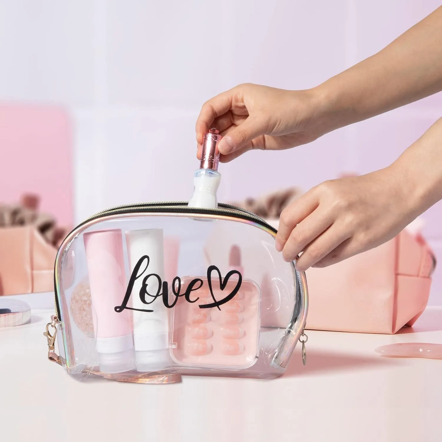 2PCs Portable Makeup Organizer Bag-LOVE(SA2405-125)