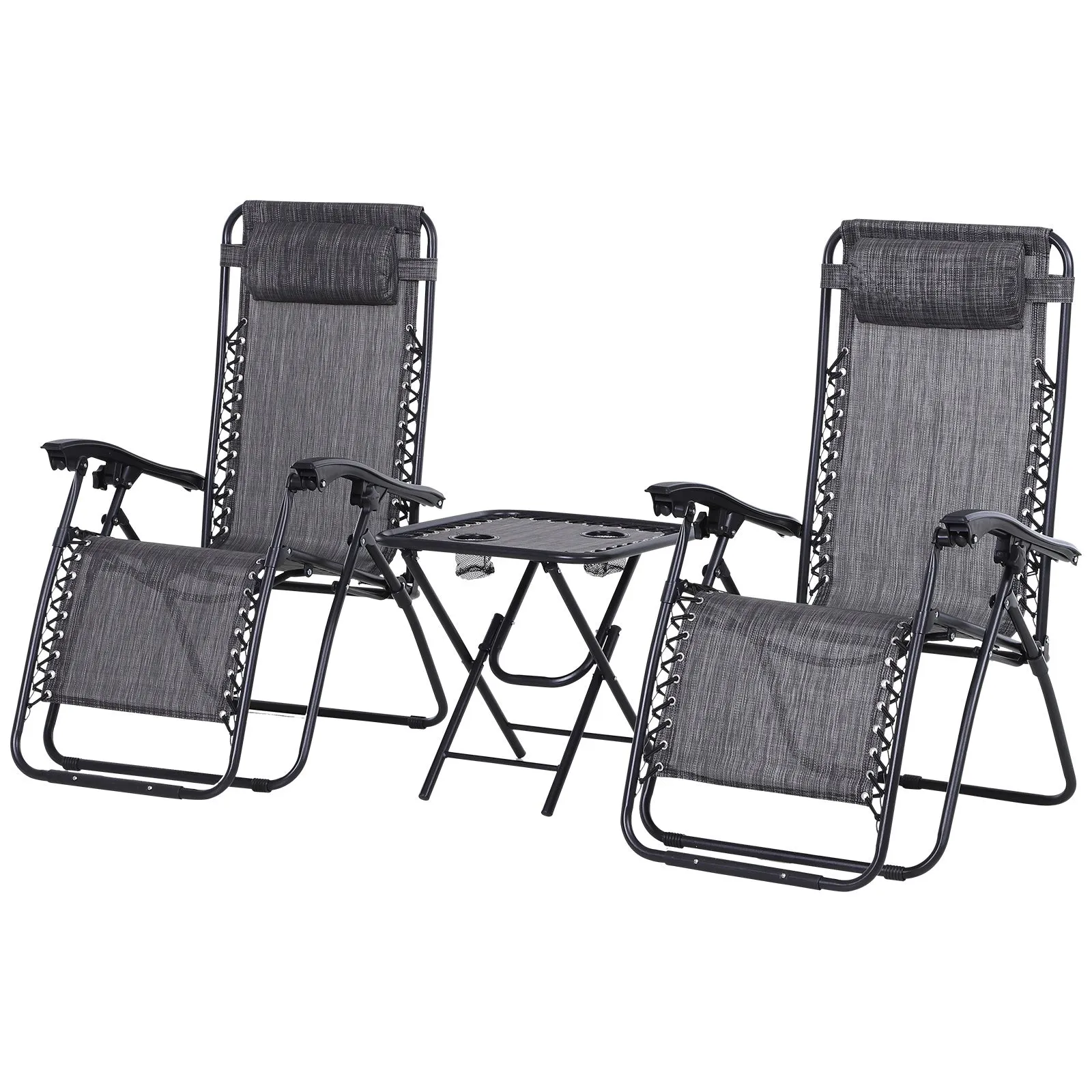 3pc Outdoor Garden Chair Set - Dark Grey