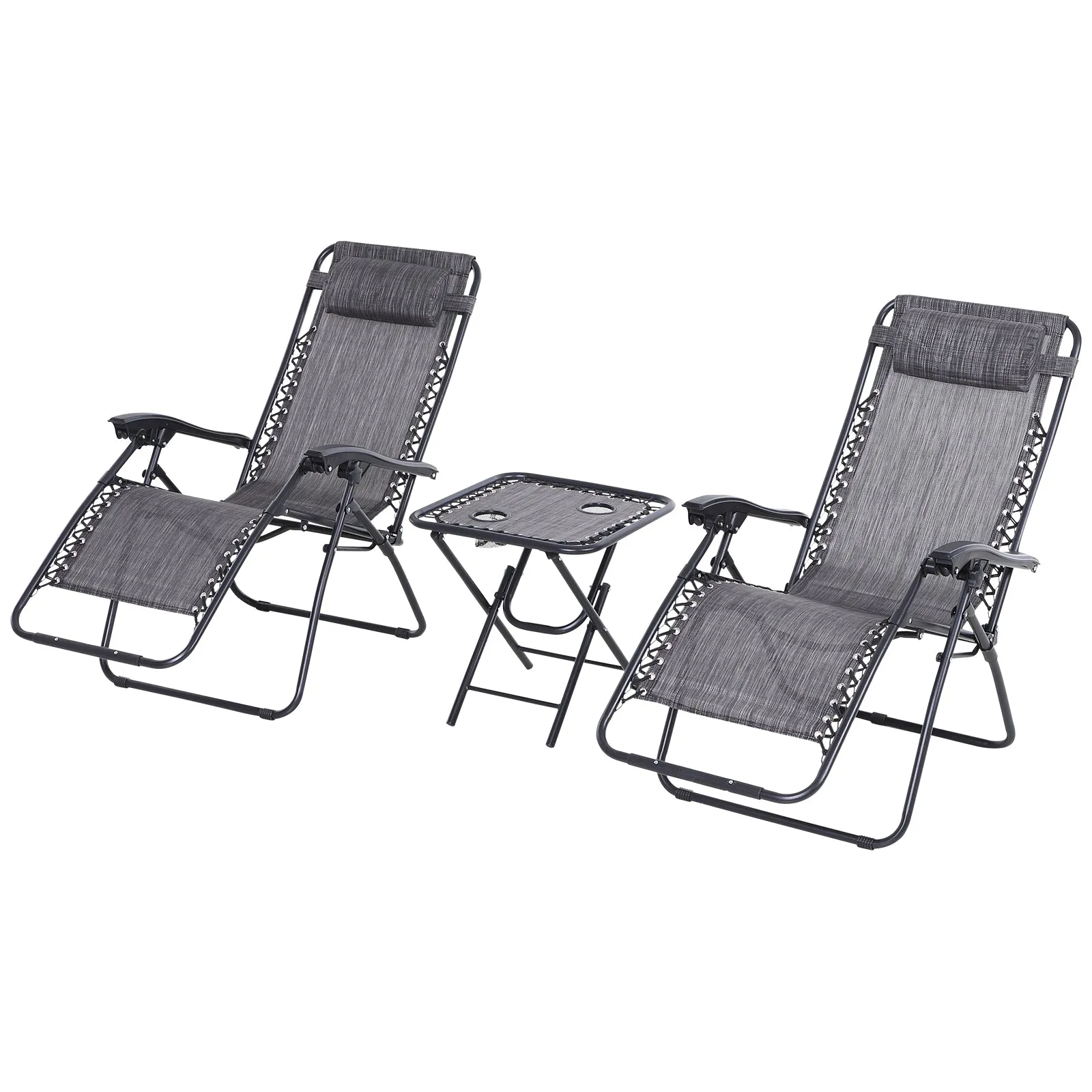 3pc Outdoor Garden Chair Set - Dark Grey