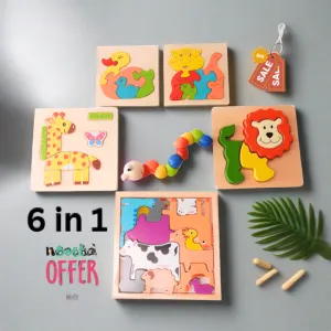 6 in 1 Best Combo of 5 Puzzles   1 Caterpillar Twister for Kids(Random design will be send)