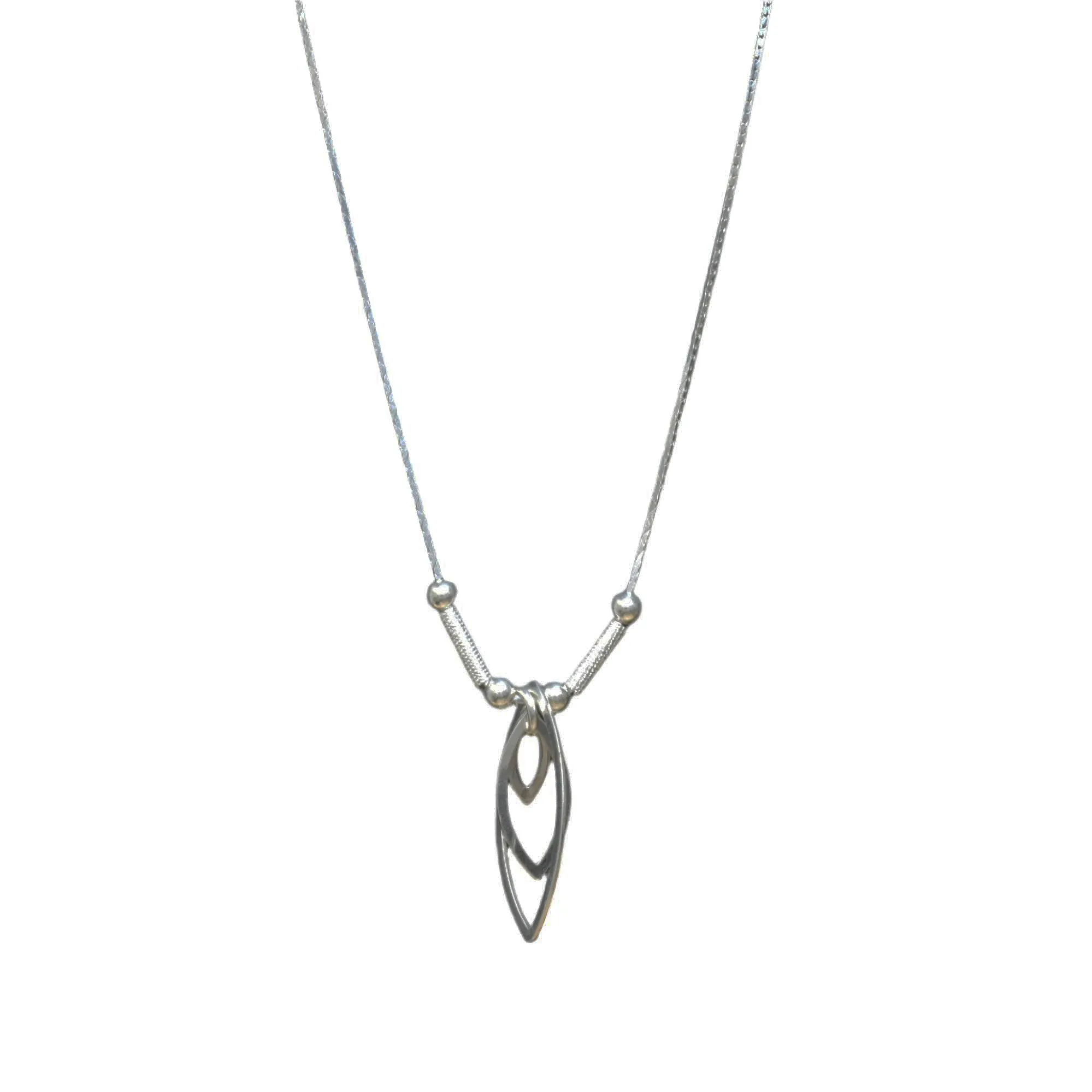 925 Sterling Silver Ascending Almond Drop Necklace- SPN00011