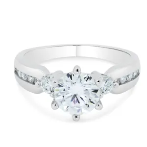 925 Sterling Silver Rhodium Engagement Moissanite Ring - MGMR00002