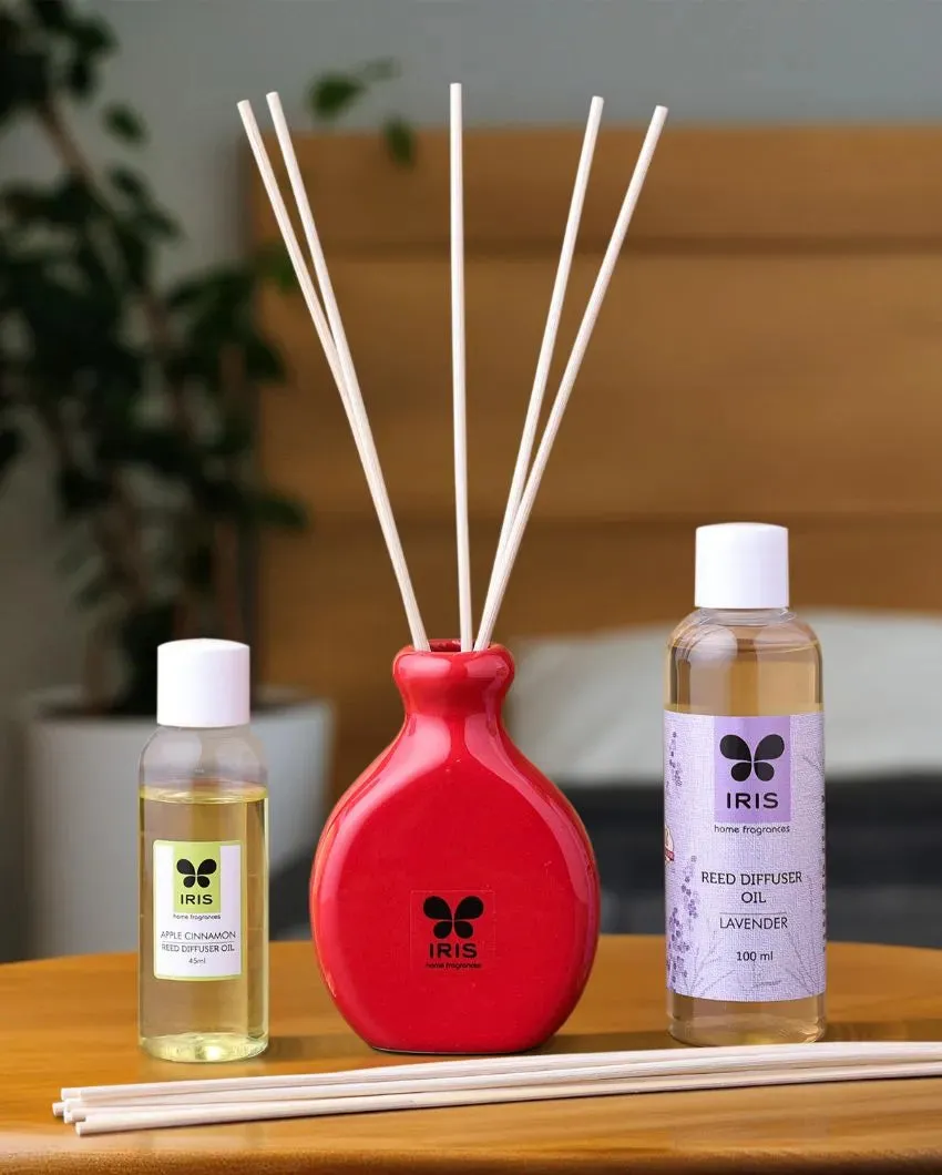 Apple Cinnamon Reed Diffuser Set With Oil Reed Sticks And Lavender Reed Diffuser Refill Pack | 45ml