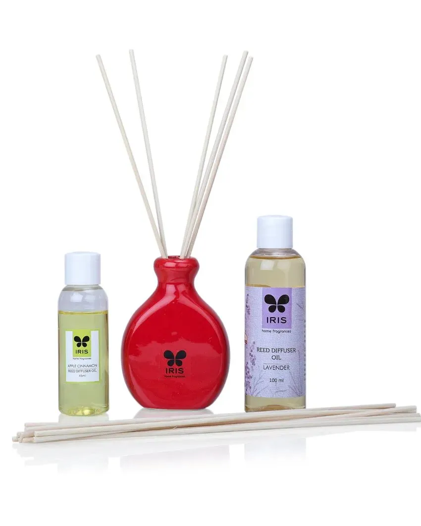 Apple Cinnamon Reed Diffuser Set With Oil Reed Sticks And Lavender Reed Diffuser Refill Pack | 45ml