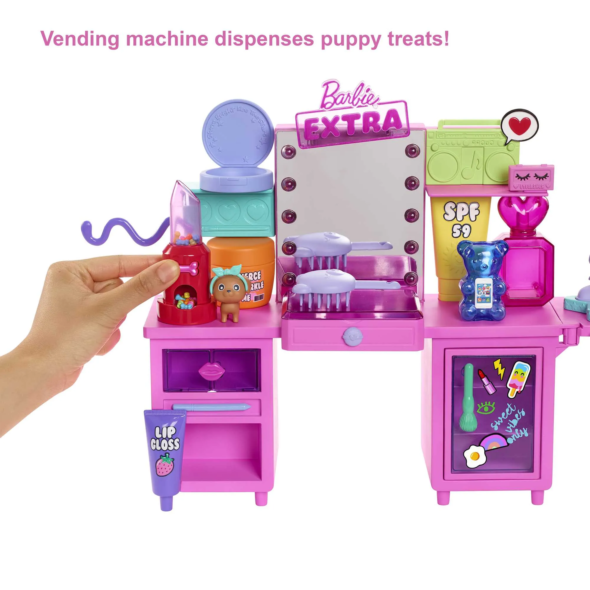 Barbie Extra Doll & Vanity Playset With Exclusive Doll, Pet Puppy, Vanity & 45  Pieces