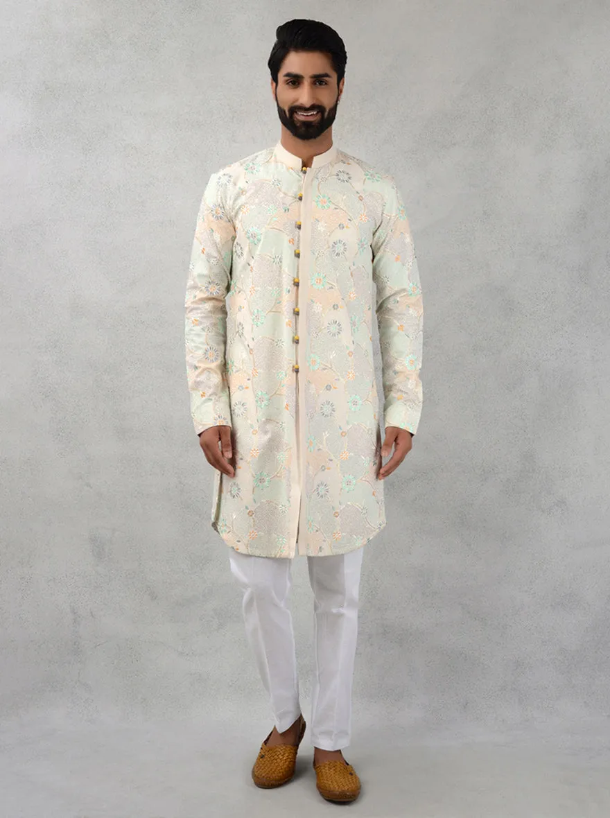 Beige & Green Kurta Pajama | TULA