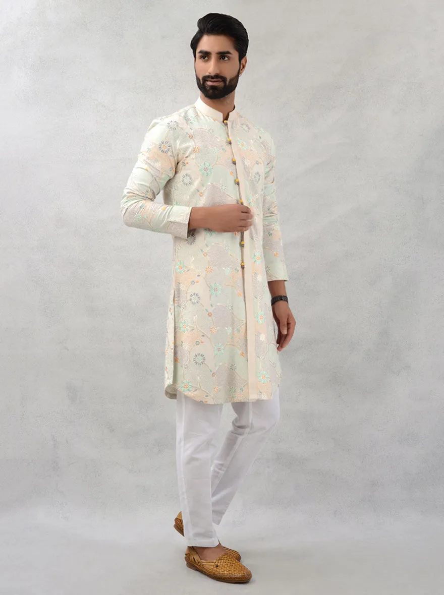 Beige & Green Kurta Pajama | TULA