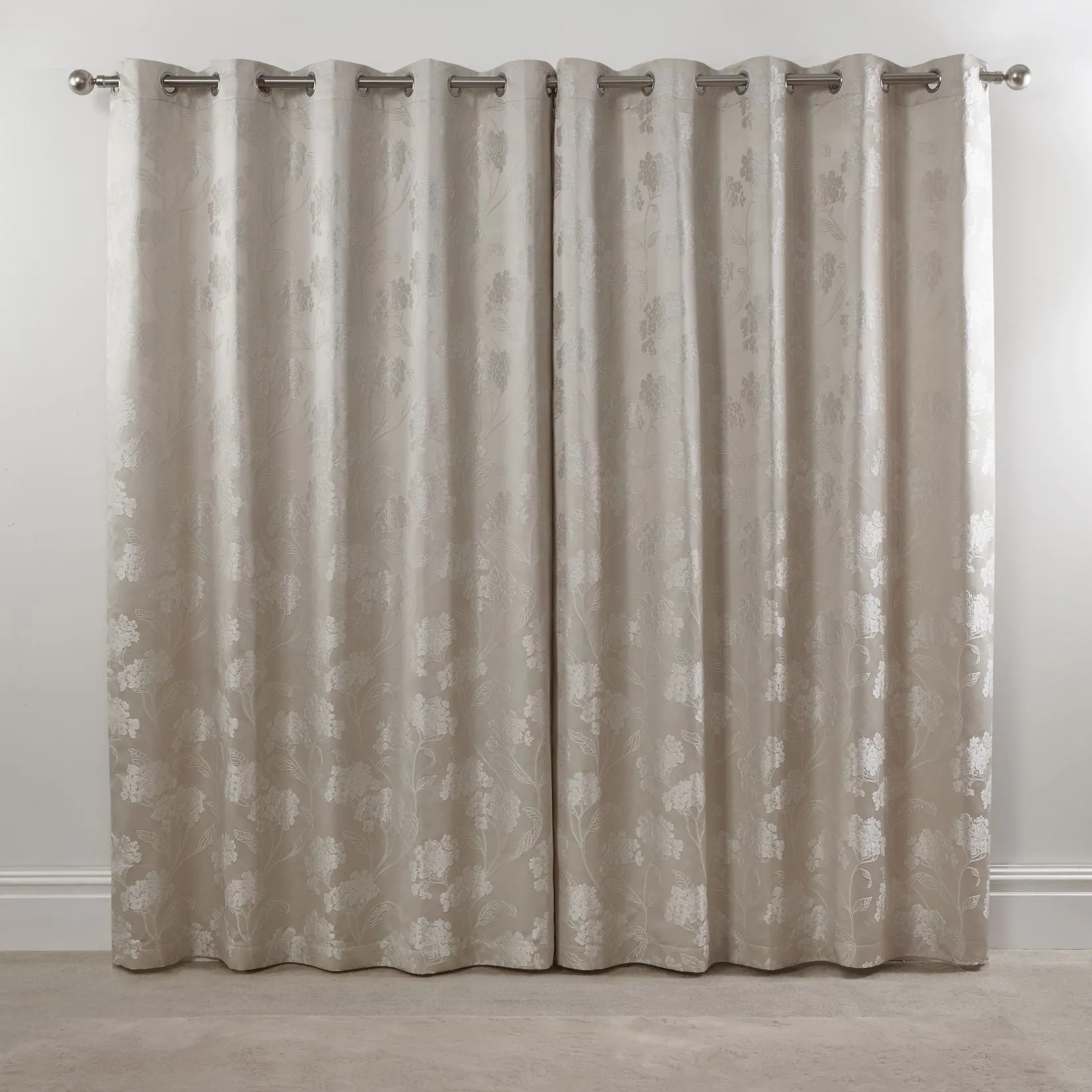 Blossom Cream Lined Eyelet Jacquard Curtains