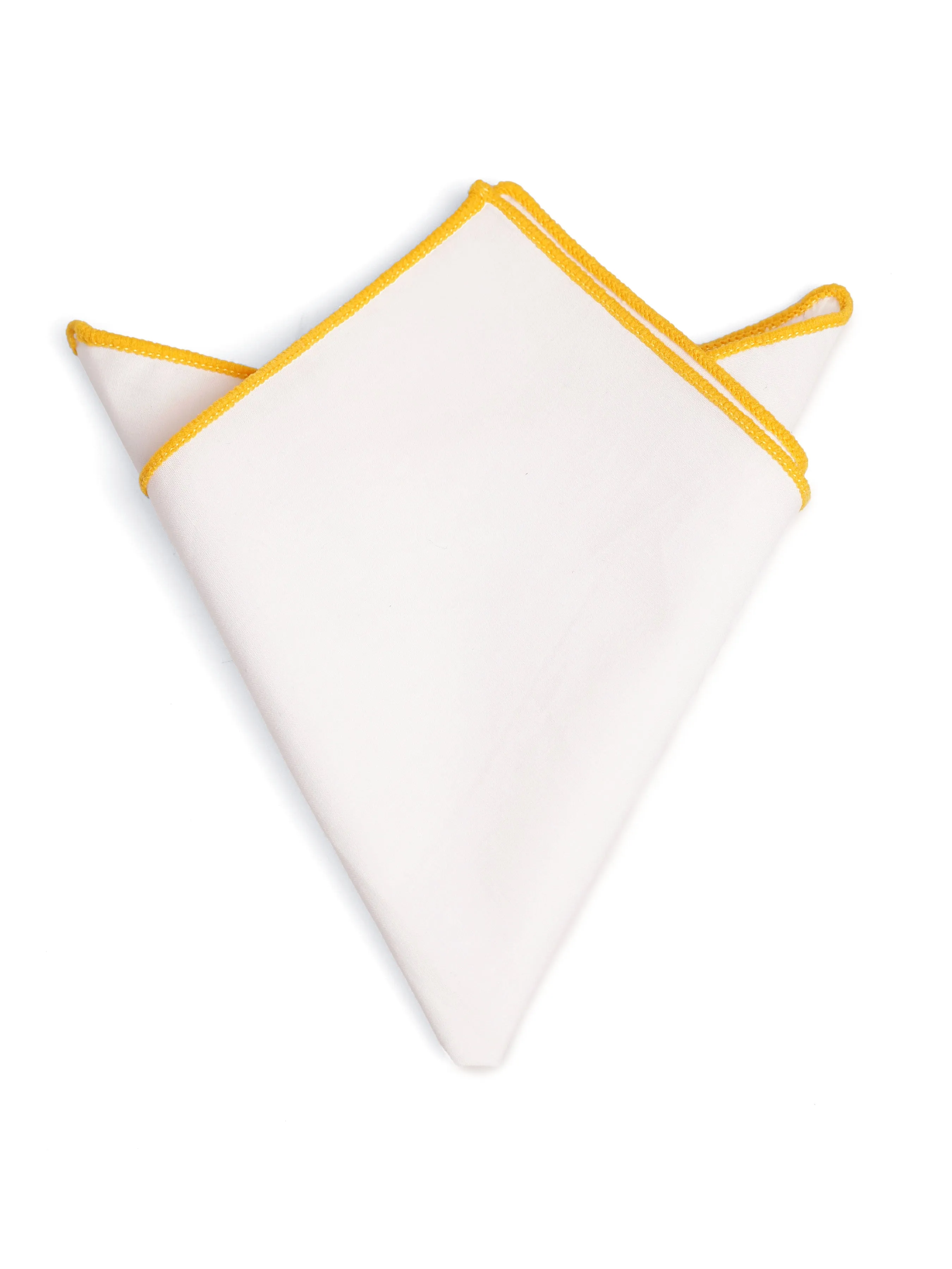 Cotton White Pocket Square with Contrast Piping