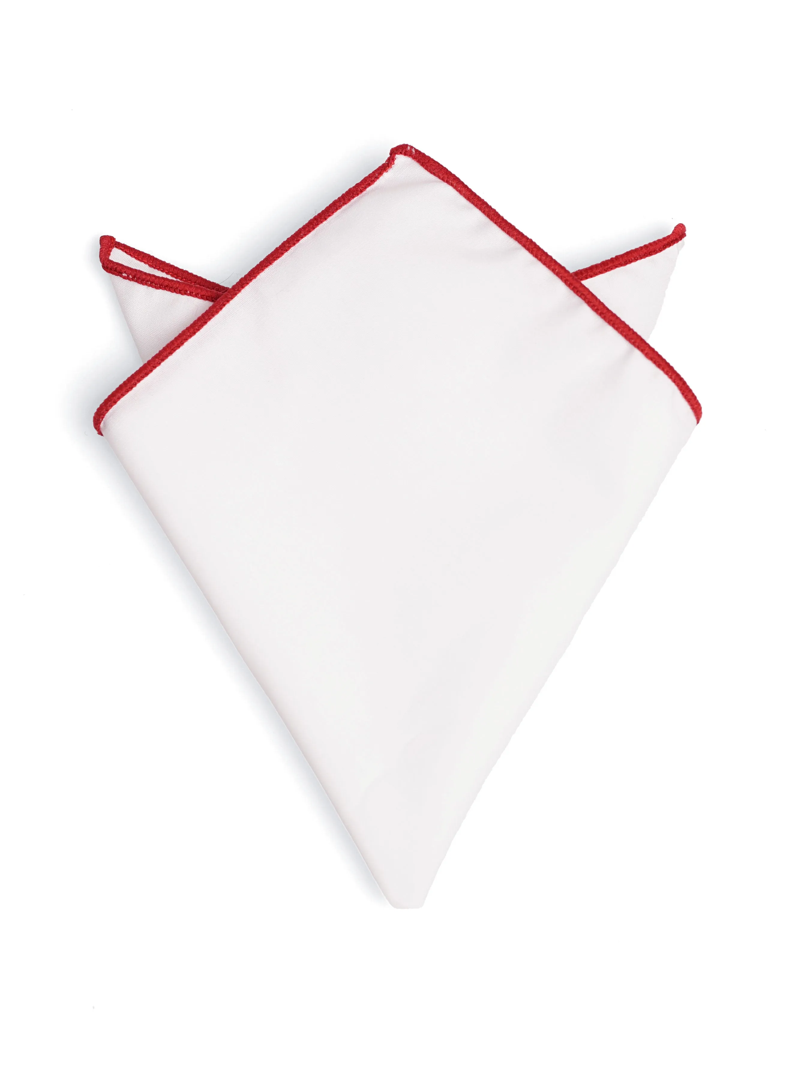 Cotton White Pocket Square with Contrast Piping