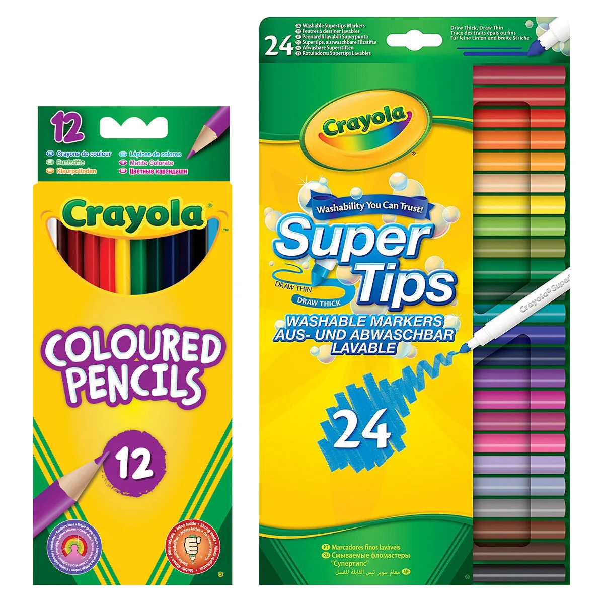 Crayola 12 Coloured Pencils & 24 Super Tips Markers Bundle