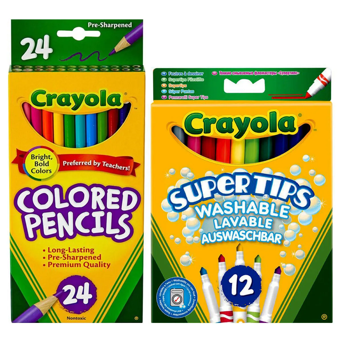 Crayola 24 Coloured Pencils & 12 Super Tips Markers Bundle