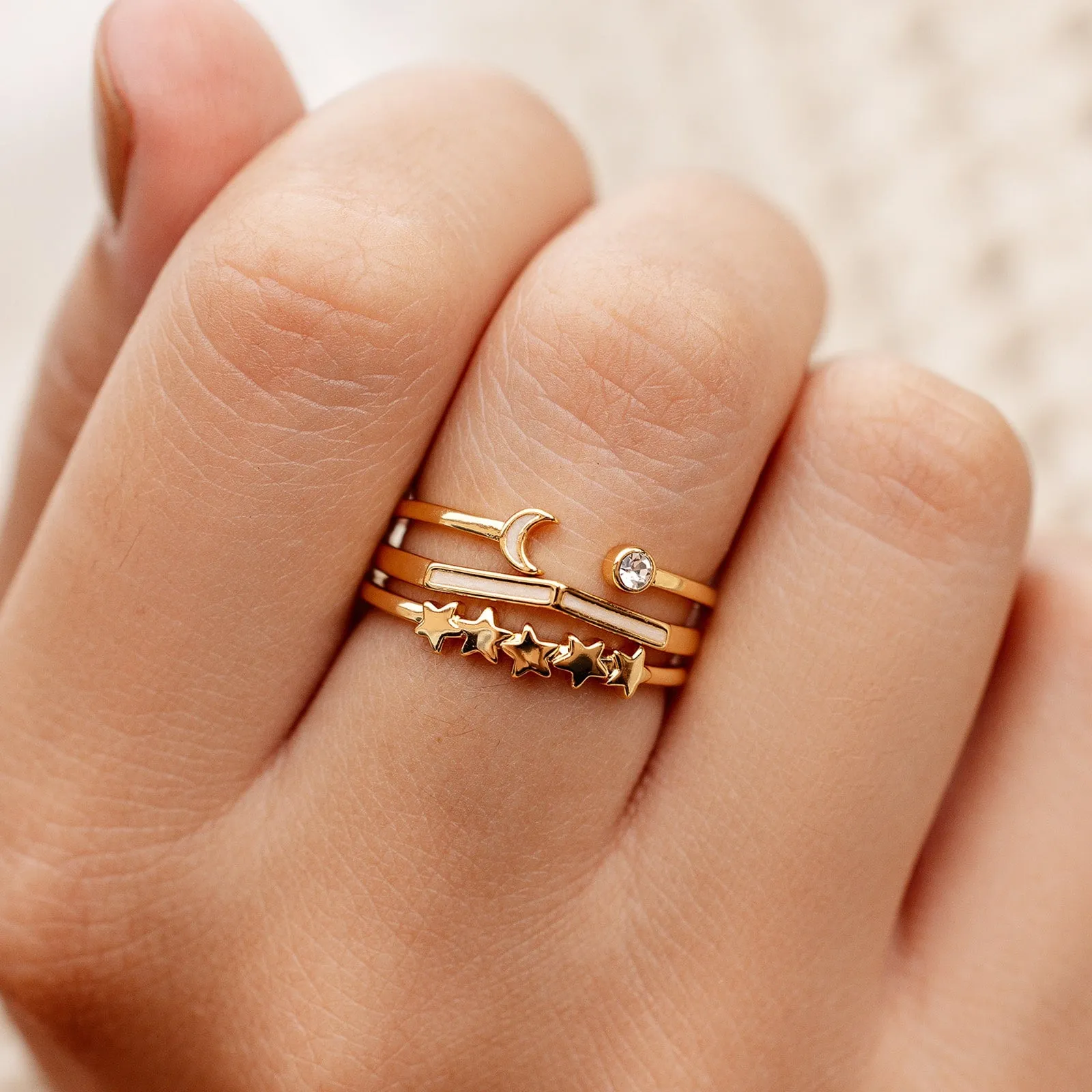 Crescent Stars Ring Stack