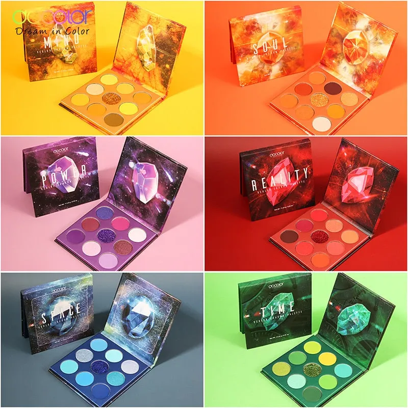 Docolor Eyeshadow Palette 9 Colors Gemstone Shadow Palette Makeup Powder Matte Shimmer Glitter Pigmented Waterproof Palette