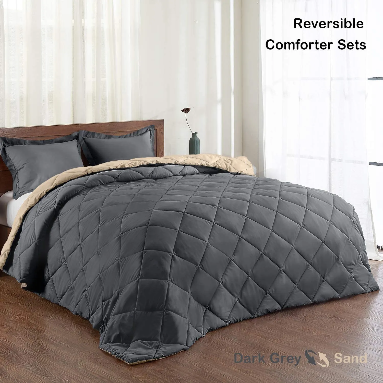 Down Alternative Reversible 3 pcs Comforter Set