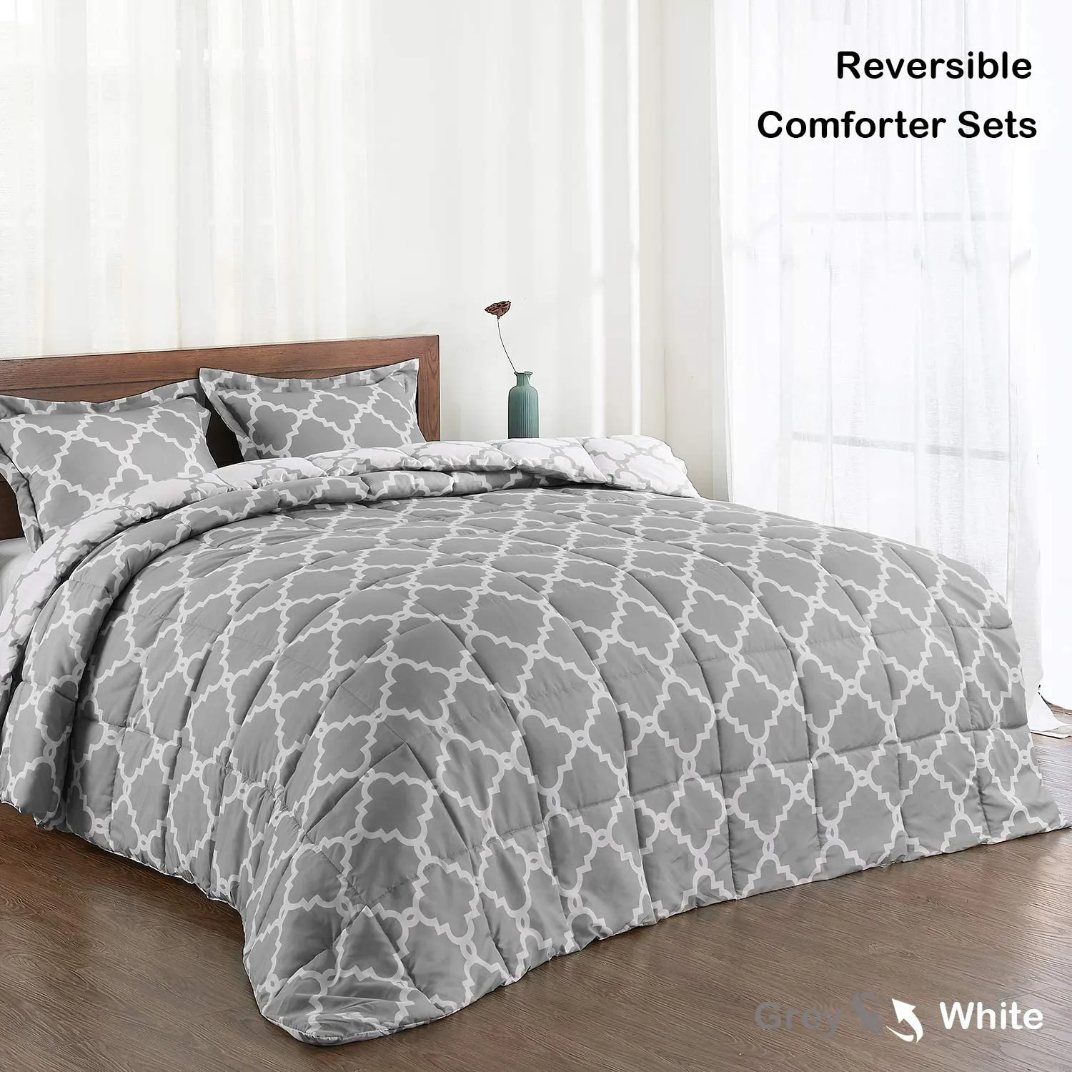 Down Alternative Reversible 3 pcs Comforter Set