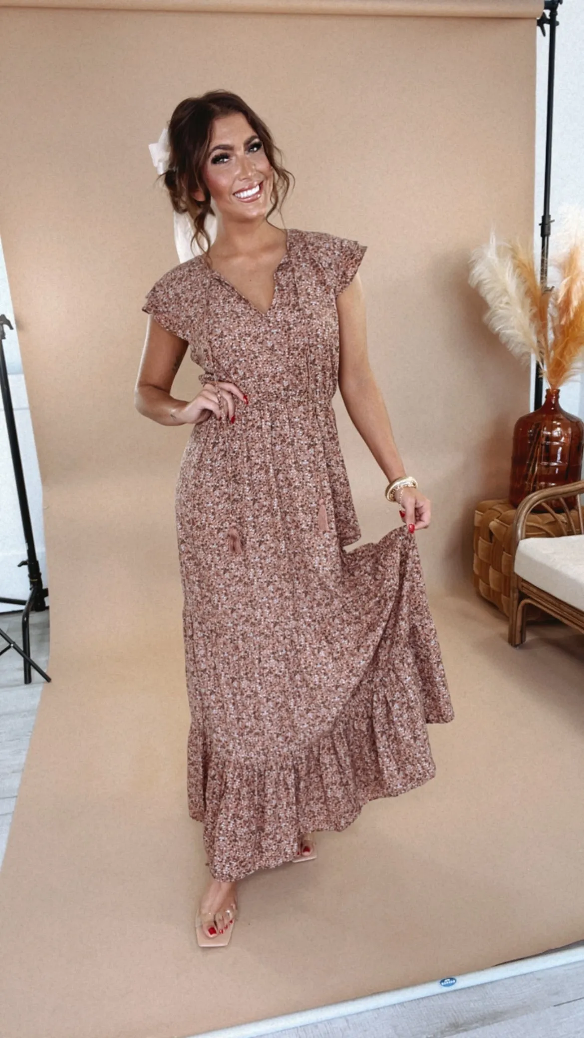 ECB Exclusive: Melody Floral Maxi Dress, Mauve