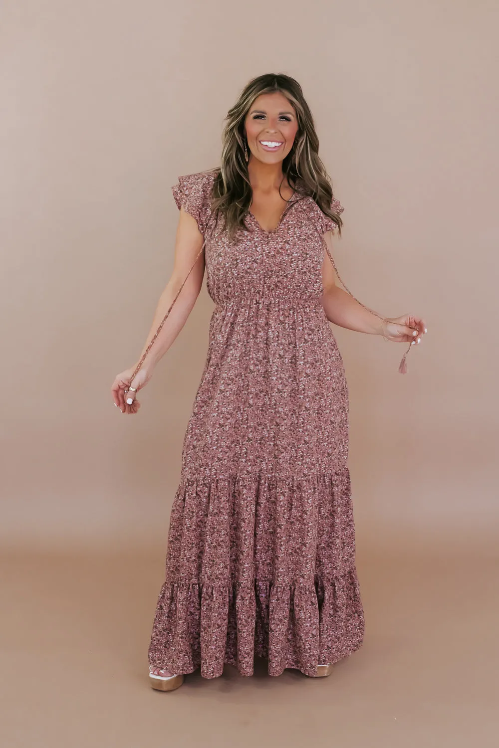 ECB Exclusive: Melody Floral Maxi Dress, Mauve