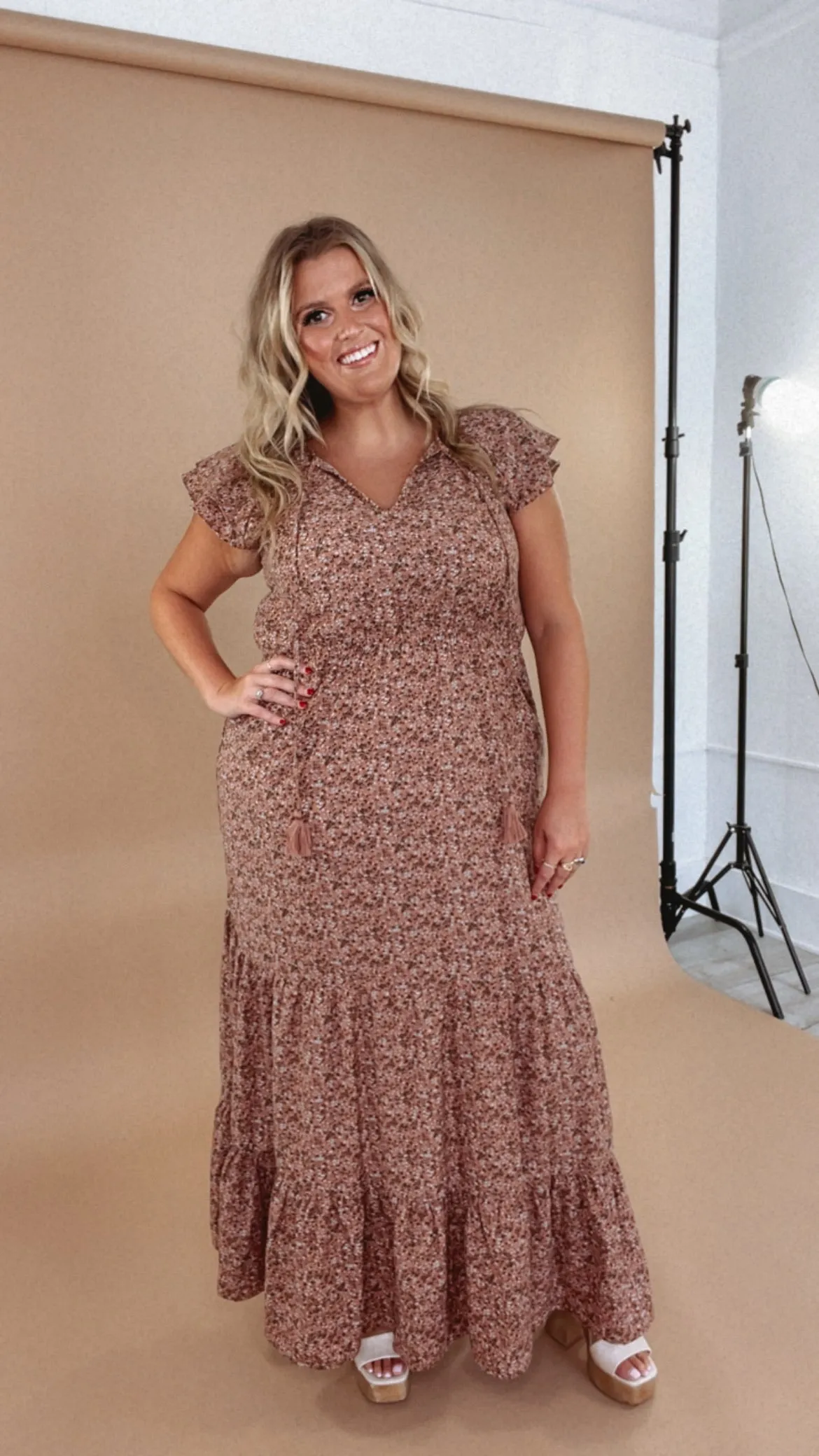 ECB Exclusive: Melody Floral Maxi Dress, Mauve