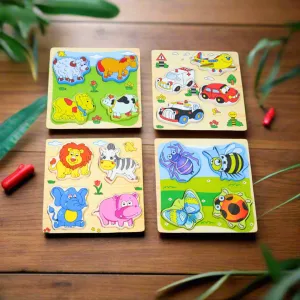 Farm Animals, Wild Animals, Vehicles, Insects-4 Puzzle for kids Age 3 (Random design will be send)