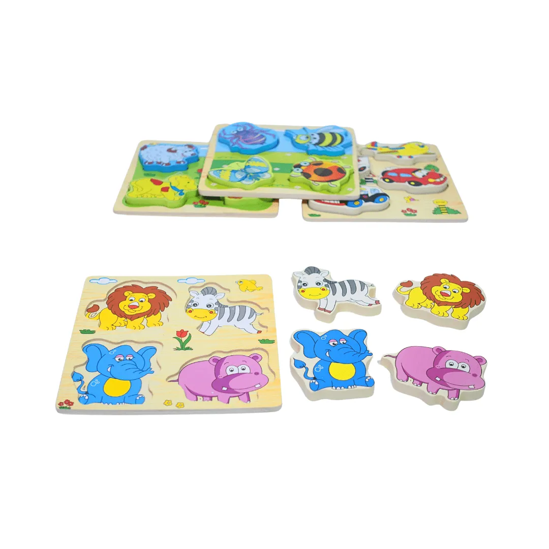 Farm Animals, Wild Animals, Vehicles, Insects-4 Puzzle for kids Age 3 (Random design will be send)