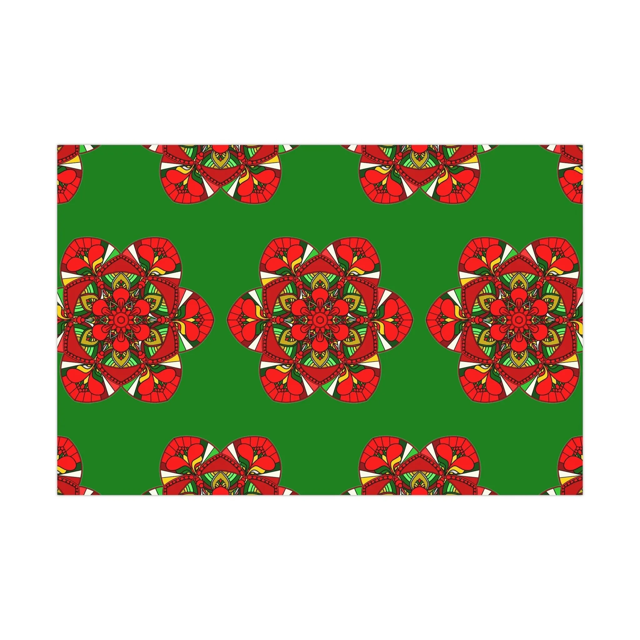 Festive Green Mandala Gift Wrap Paper - Mandala Art Design