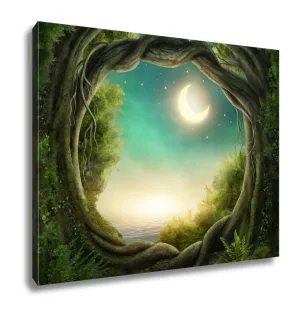 Gallery Wrapped Canvas, Enchanted Dark Forest In The Moonlight