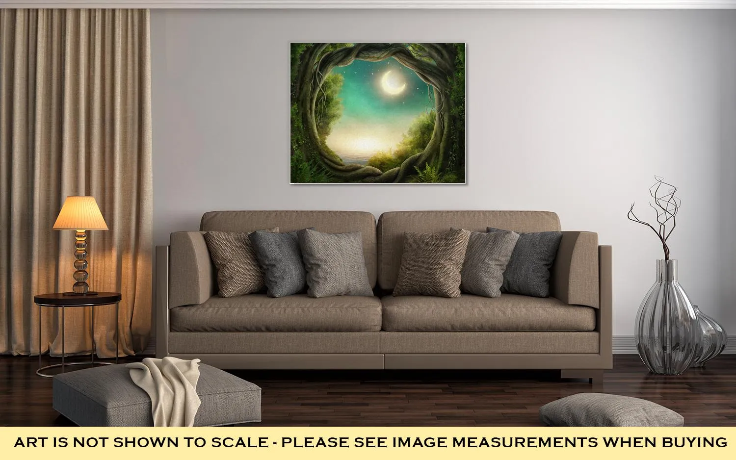 Gallery Wrapped Canvas, Enchanted Dark Forest In The Moonlight