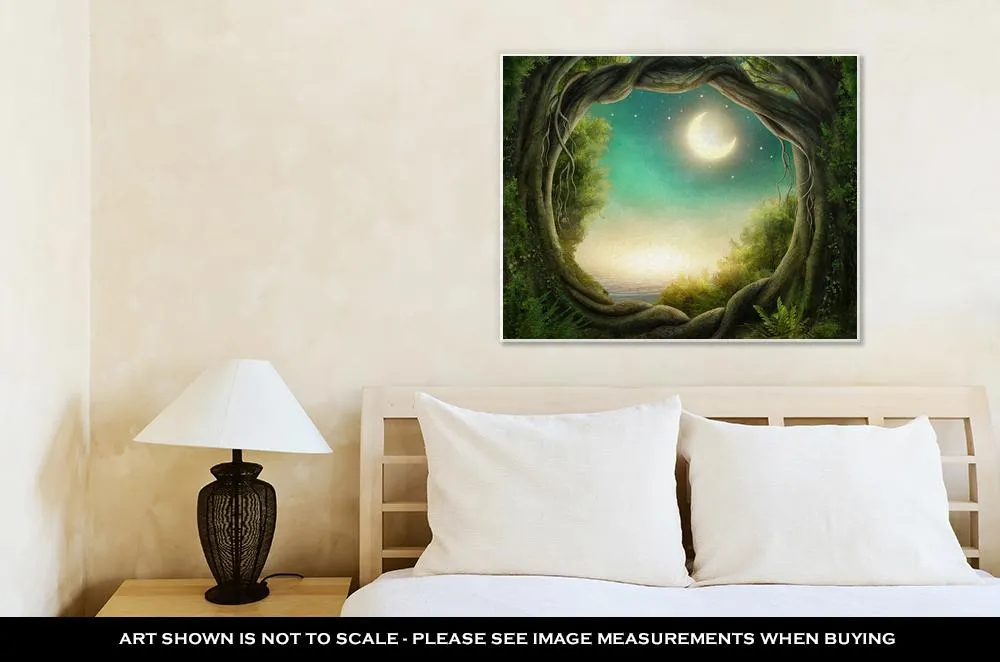 Gallery Wrapped Canvas, Enchanted Dark Forest In The Moonlight