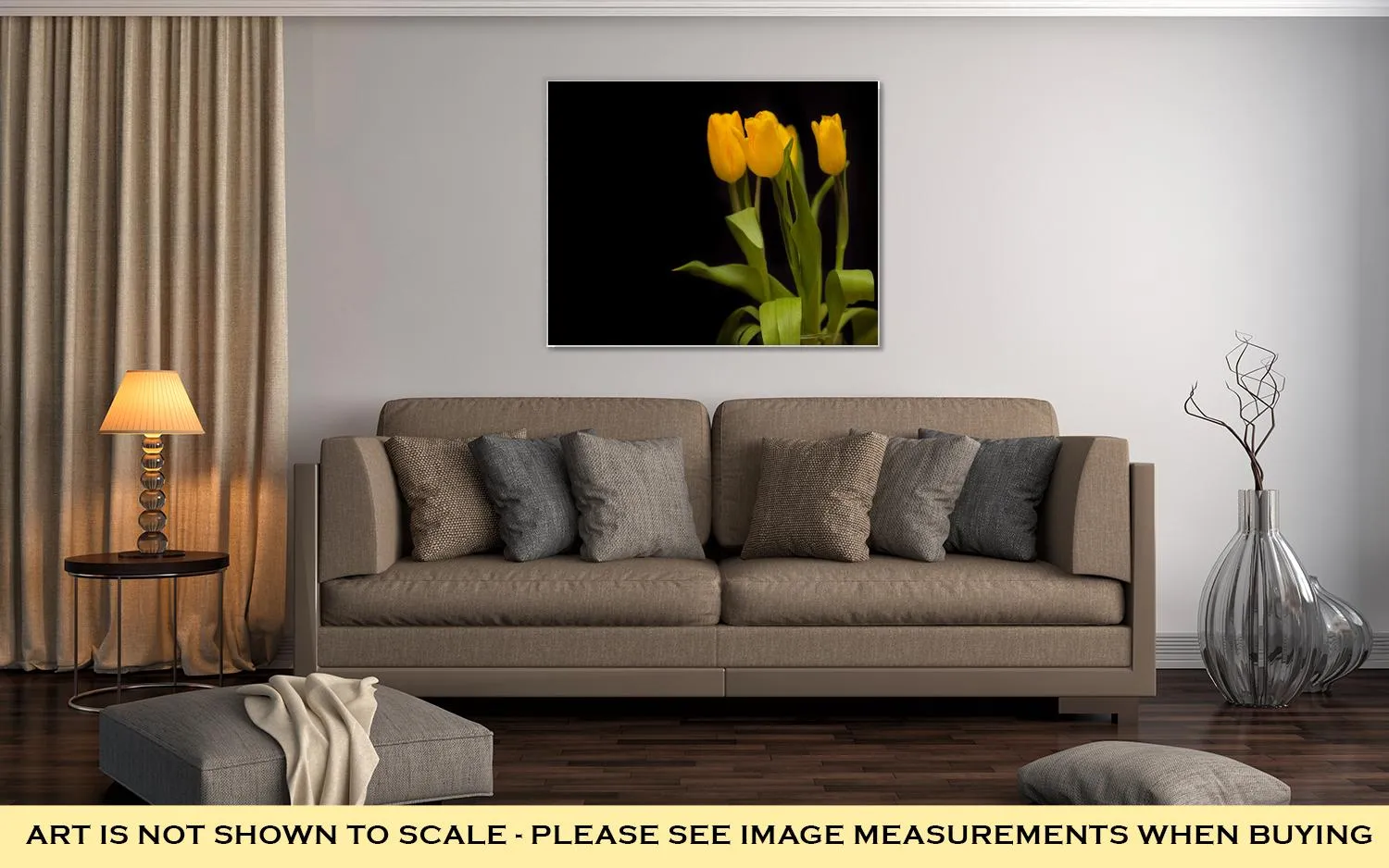 Gallery Wrapped Canvas, Yellow Tulips On A Dark