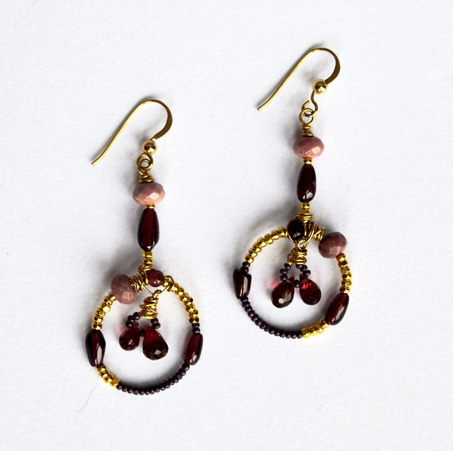 Garnet and Gold Earrings