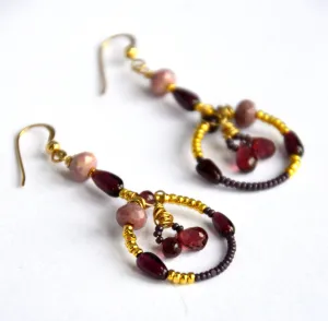 Garnet and Gold Earrings