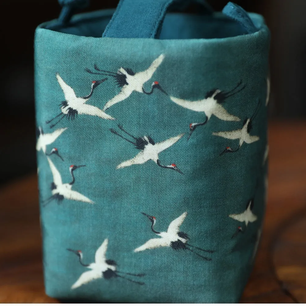 Gohobi Birds Mountains Rivers Teaware Storage Travel Bag (Handle Version)