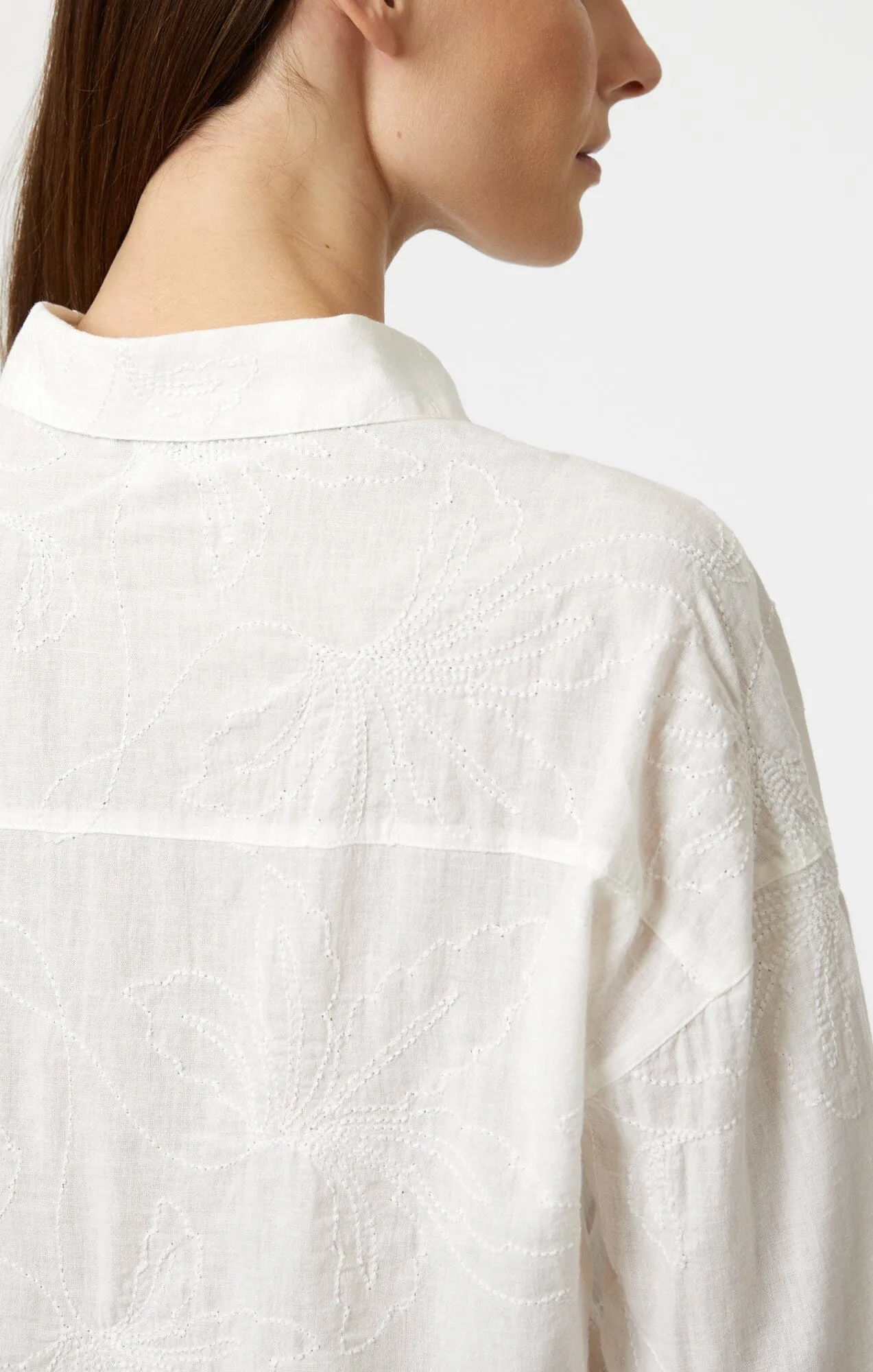 JACQUARD LONG SLEEVE SHIRT IN WHITE