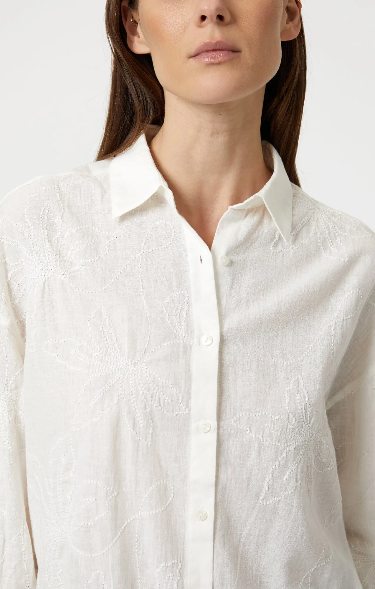 JACQUARD LONG SLEEVE SHIRT IN WHITE