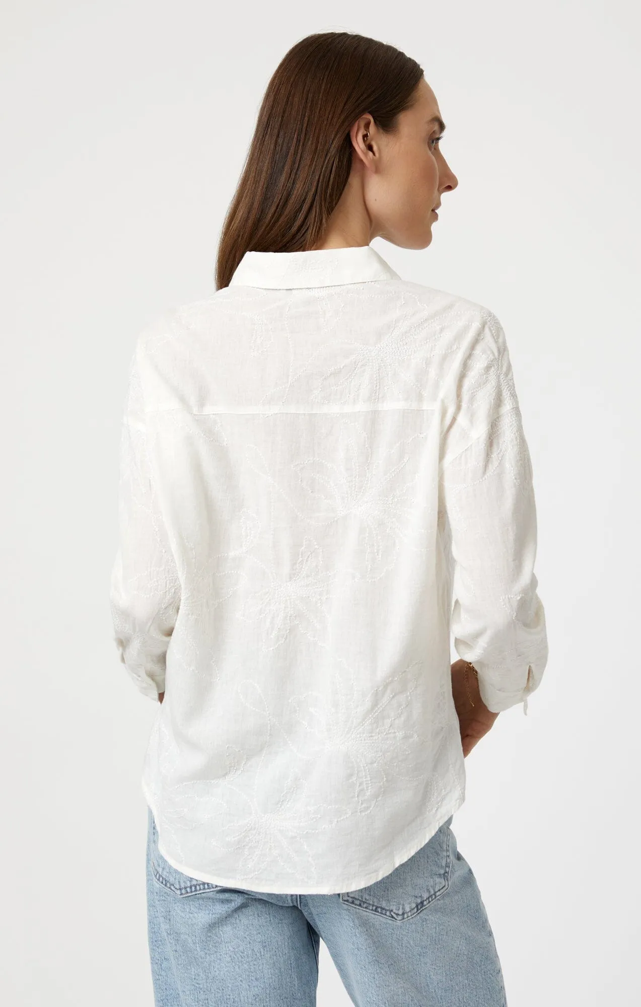 JACQUARD LONG SLEEVE SHIRT IN WHITE