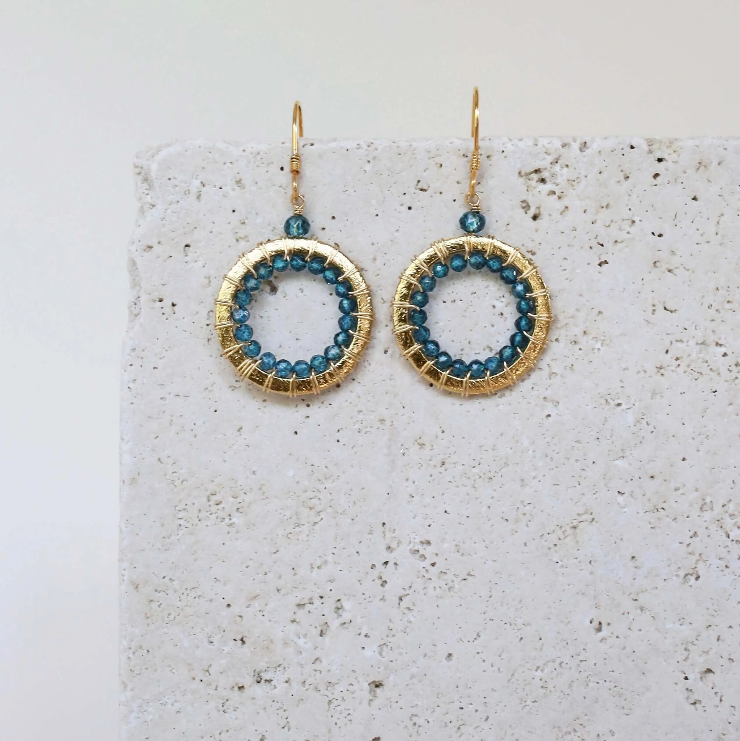 Labradorite Mini Halo Earrings