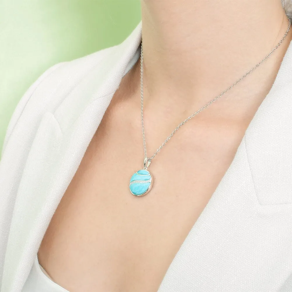 Larimar Riverflow Circle Pendant