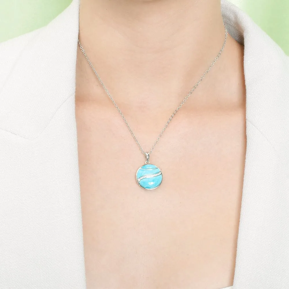 Larimar Riverflow Circle Pendant