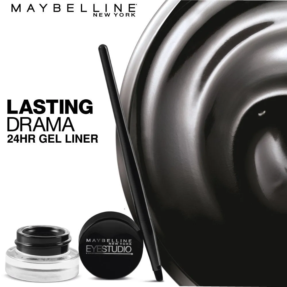 Maybelline New York Makeup Eyestudio Lasting Drama Gel Eye Liner, Blackest Black, Waterproof